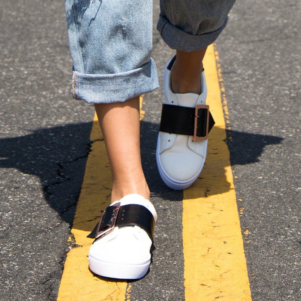 White  Buckle Sneakers - Picture 5 of 5